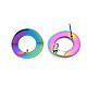 Rainbow Color 304 Stainless Steel Stud Earring Findings STAS-N098-018-5