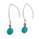 Synthetic Turquoise & Natural Howlite & Natural Tiger Eye Dangle Earrings Sets EJEW-JE02867-2