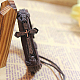 Adjustable Cross with Word Iron Braided Leather Cord Bracelets BJEW-P0001-02A-3