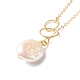Collana con pendente di perle barocche naturali NJEW-JN03599-01-5