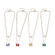 4 pièces 4 couleurs papillon en verre et pendentifs en perles naturelles colliers double couche sertis de zircon cubique clair NJEW-TA00043-1