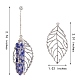 Natural Sodalite Bullet & Leaf Dangle Stud Earrings EJEW-PH01406-03-7