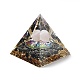 オルゴナイトピラミッド樹脂エネルギー発生器  レイキ天然ローズクォーツと黒曜石チップが内側にあり、ホームオフィスのデスクの装飾に最適です。  59.5x59.5x59.5mm DJEW-D013-01H-2
