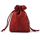黄麻布ラッピングポーチ巾着袋  暗赤色  9x7cm ABAG-Q050-7x9-06-3