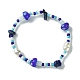 4 pièces 4 styles de puces de pierres précieuses naturelles et de bracelets extensibles en perles de champignons au chalumeau BJEW-TA00442-3