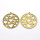 Flat Round with Heart Plating Iron Pendants IFIN-N3283-10-2