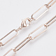 Brass Flat Oval Paperclip Chain Necklace Making MAK-S072-07B-RG-1