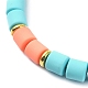 Polymer Clay Column Beaded Stretch Bracelets BJEW-JB09782-02-4
