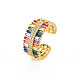 Brass Micro Pave Cubic Zirconia Cuff Rings for Women RJEW-T016-37G-01-3