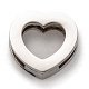 304ステンレス鋼スライドチャーム  エナメルスタイル  バレンタインデーのために  愛の言葉を持つ心  ステンレス鋼色  12x12x3.5mm  穴：8x1.5mm STAS-P270-01G-2