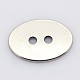 2  - 正孔フラットオーバルブレスレット作りのために201ステンレス製の縫製ボタン  ステンレス鋼色  12x17x1mm  穴：2mm STAS-E065-01-1