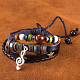 Adjustable Casual Unisex Zinc Alloy Musical Note Treble Clef and Leather Multi-strand Bracelets BJEW-BB15604-B-9