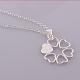 Silver Color Plated Brass Cubic Zirconia Flower Pendant Necklaces NJEW-BB09504-5