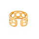 Chapado en iones (ip) 304 anillo de puño abierto con forma de cadena de bordillo de acero inoxidable para mujer RJEW-S405-150G-2
