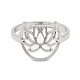 304 anillo ajustable de loto hueco de acero inoxidable para mujer RJEW-M149-30P-1