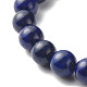 Conjunto de pulseras elásticas de lapislázuli natural (teñido) para niñas y mujeres BJEW-JB06805-02-10