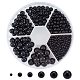 PandaHall 1 Set Imitation Pearl Acrylic Beads with No Hole Round Finding Beads Black Loose Charms for Jewelry Making 8x2cm OACR-PH0001-05B-1