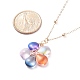 Glass Beaded Flower Pendant Necklace with Satellite Chain NJEW-JN03842-7