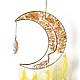 Chips de aventurina amarilla natural con cuentas árbol de la vida luna con adornos colgantes de plumas HJEW-M004-16-2