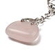 Porte-clés pendentif de sac en quartz rose naturel G-Z033-16P-08-2
