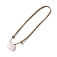 Natural Rose Quartz Triangle Pendant Necklace with Waxed Cord for Women NJEW-G093-01G-3