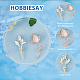 HOBBIESAY 2Pcs 2 Style Crystal Rhinestone Flower Brooch Pins with Cat Eye JEWB-HY0001-19-4