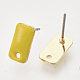 鉄のエナメルスタッドのイヤリングのパーツ  生の（メッキされていない）ピンとループ付き  長方形  ライトゴールド  ゴールド  12x6.5x1.5~2mm  穴：1.4mm  ピン：1mm IFIN-N003-05E-2