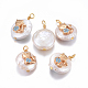 Ciondoli di gattino di perle d'acqua dolce coltivate naturali PEAR-E013-33D-2