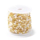 Chaînes à maillons en perles de verre en laiton avec perles d'imitation ABS CHS-P016-39G-04-4