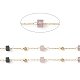 Chaînes de perles carrées en quartz rose naturel AJEW-J035-02G-07-2
