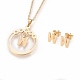 304 Stainless Steel Rhinestone Pendant Necklaces and Stud Earrings Jewelry Sets SJEW-L194-01W-1