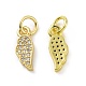 Brass Micro Pave Clear Cubic Zirconia Charms KK-E068-VF066-1