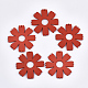 塗装された天然木のペンダント  花  ミックスカラー  49.5x49x3mm  穴：1mm WOOD-Q040-010-M-2