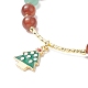 Bracelets extensibles en perles de pierres précieuses mélangées naturelles avec des breloques d'arbre de Noël en alliage d'émail BJEW-TA00267-3