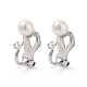 304 accessoires de boucles d'oreilles clips en acier inoxydable avec perles en plastique imitation perle STAS-H216-03A-P-1