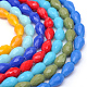 Opaque Solid Color Glass Faceted Teardrop Beads Strands GLAA-Q052-B-1