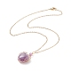 Copper Wire Wrapped Natural Amethyst Heart Pendant Necklaces NJEW-JN03971-02-4