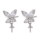 925 Sterling Silver Micro Pave Cubic Zirconia Ear stud Findings STER-P035-55P-1