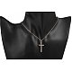 Cross Real Rose Gold Plated Alloy Pendant Necklaces NJEW-AA00061-28RG-4