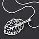 Trendy Silver Color Plated Brass Leaf Pendant Necklaces NJEW-BB08234-4