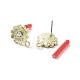 Lega dorata con placcatura a cremagliera con risultati di orecchini a bottone con strass EJEW-B036-02G-15-2