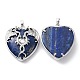 Natural Lapis Lazuli Heart Pendant Rhinestone Settings G-K339-01P-02-2