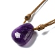 Gemstone Triangle Pendant Necklace with Waxed Cord for Women NJEW-G093-01-3