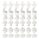 DICOSMETIC 36Pcs 6 Style Stainless Steel Charms Drama Mask/Flat Round/Fox/Easter Bunny/Mushroom/Flower Charms Pendant for Earrings Necklace Jewelry Making STAS-DC0006-30-1
