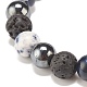 Natural White Jade(Dyed) & Lava Rock & Synthetic Hematite Round Beaded Stretch Bracelet BJEW-JB07972-04-5