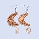 Handmade Reed Cane/Rattan Woven Dangle Earrings EJEW-JE03045-04-2