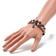 Set aus elastischen Armbändern mit runden Perlen aus natürlichem Sodalith und Holz BJEW-JB07165-04-3