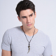 Adjustable Men's Zinc Alloy Pendant and Leather Cord Lariat Necklaces NJEW-BB16008-A-8