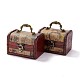 ヴィンテージ木製ジュエリーボックス  puレザー装飾宝箱ボックス  キャリーハンドルとラッチ付き  マップ模様の長方形  サンゴ  11.9x9.05x9cm AJEW-M034-01D-1