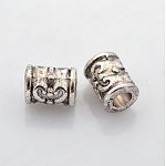 Perles en alliage de style tibétain, sans plomb & sans nickel & sans cadmium , colonne, argent antique, longueur d'environ 7 mm ,  largeur de 5.5 mm, épaisseur de 5mm, Trou: 2.5mm